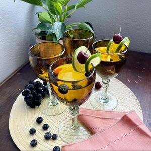 Vintage Style Tinted Wine Glasses